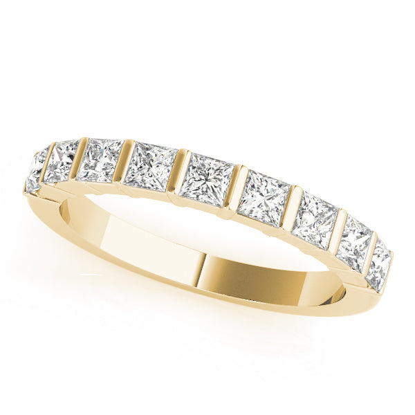 18K Yellow Gold Square Diamond Wedding Ring