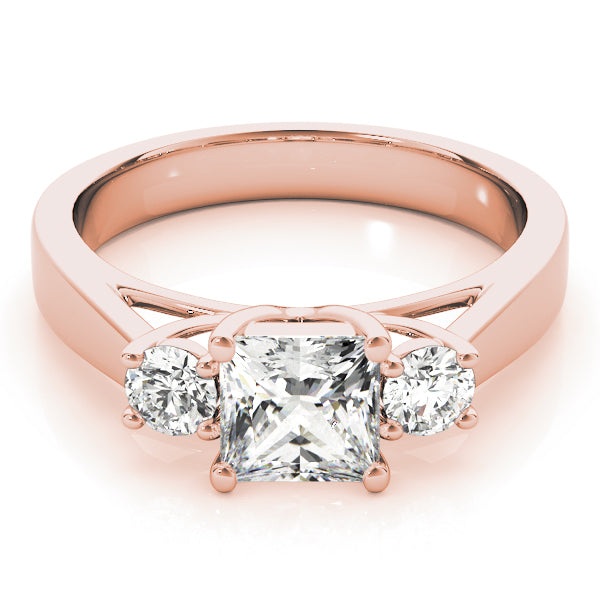 14K Rose Gold 1 ct Diamond Three-Stone Engagement Ring