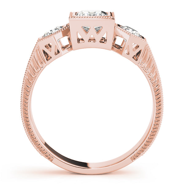 14K Rose Gold 1 ct Diamond Three-Stone Engagement Ring