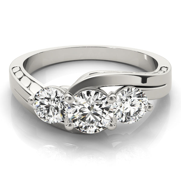 1 CT Round Diamond Three Stone Engagement Ring