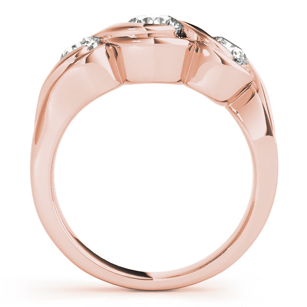 18K Rose Gold 1 ct Diamond Three-Stone Engagement Ring