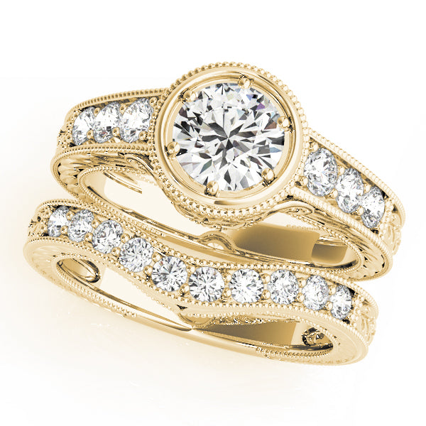 14K Yellow Gold Vintage Round Diamond Ring