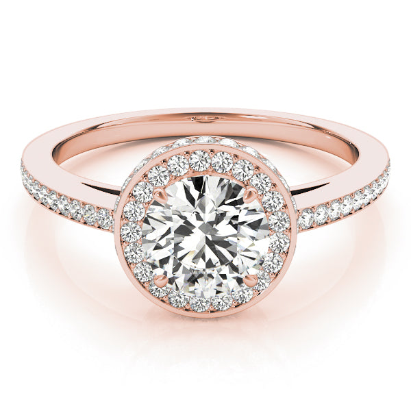 14K Rose Gold 1.5 ctw Diamond Halo Engagement Ring