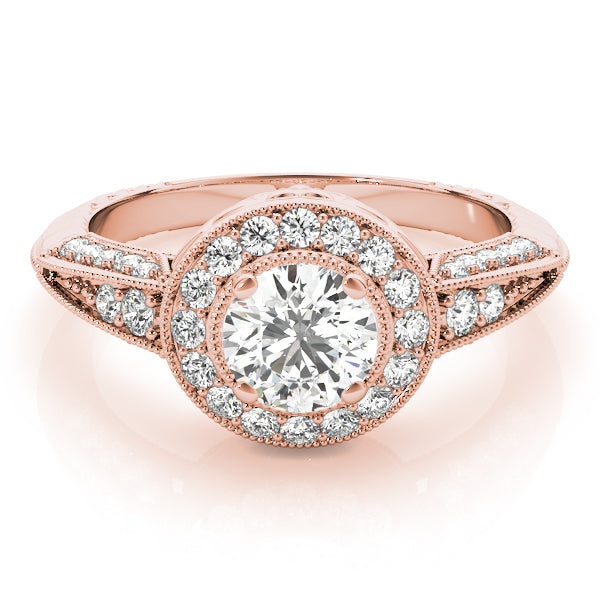 14K Rose Gold Diamond Halo Engagement Ring