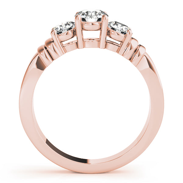 18K Rose Gold 1 ct Diamond Three-Stone Engagement Ring