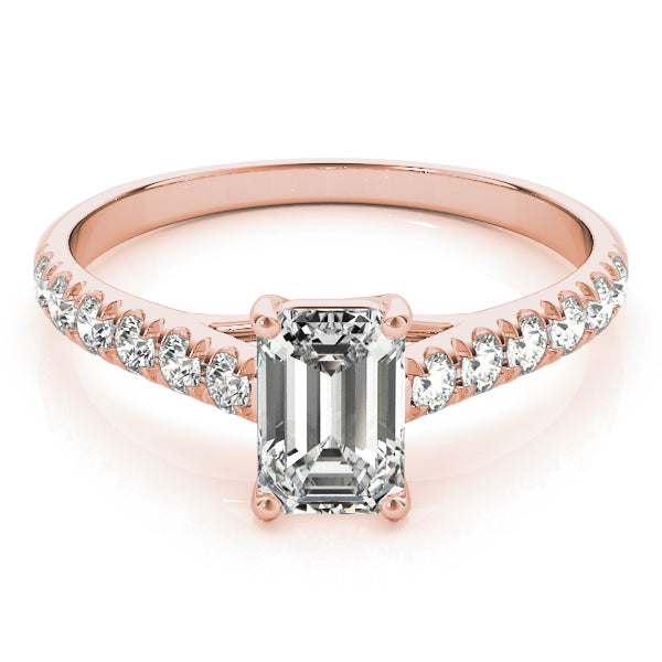 18K Rose Gold Emerald Diamond Engagement Ring