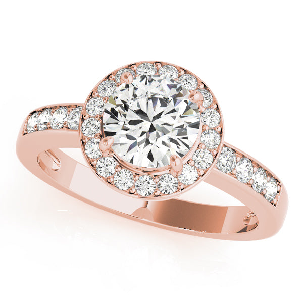 14K Rose Gold 1 CT Diamond Halo Engagement Ring