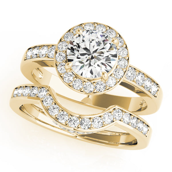 18K Yellow Gold 1 ct Diamond Halo Engagement Ring
