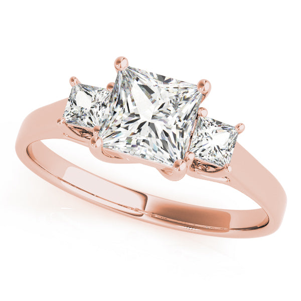14K Rose Gold 1 CT Square Diamond Engagement Ring