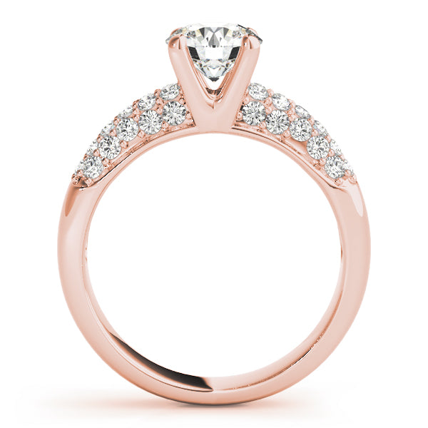 14K Rose Gold Pave Diamond Engagement Ring 1 CT Center