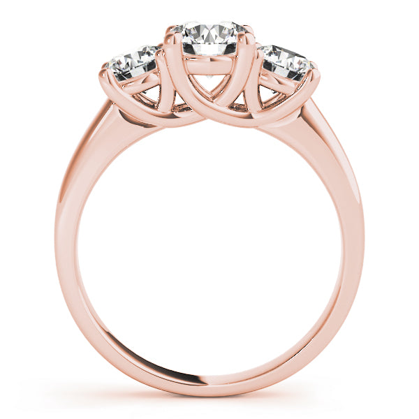 18K Rose Gold 1ct Round Diamond Three-Stone Ring