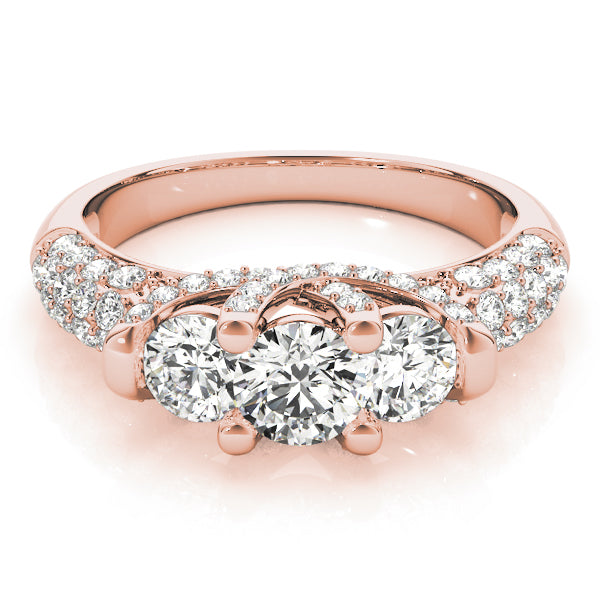 Rose Gold 1 CT Diamond Three-Stone Engagement Ring