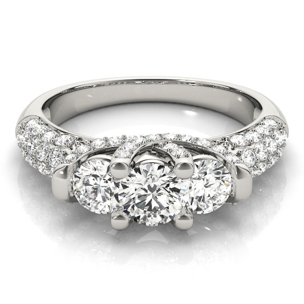 Round Diamond Three Stone Engagement Ring