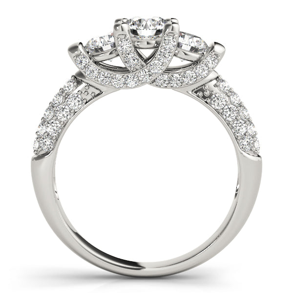 Round Diamond Three Stone Engagement Ring
