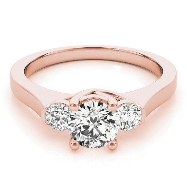 18K Rose Gold 1 ct Diamond Three-Stone Engagement Ring