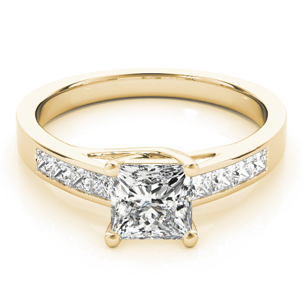 14K Yellow Gold 1 CT Square Diamond Engagement Ring