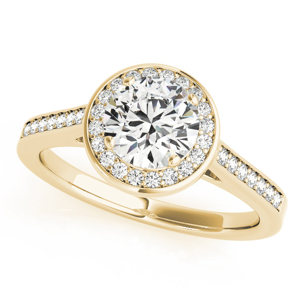 14K Yellow Gold 1 ct Diamond Halo Engagement Ring
