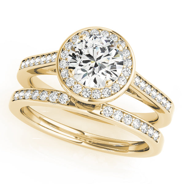 14K Yellow Gold 1 ct Diamond Halo Engagement Ring