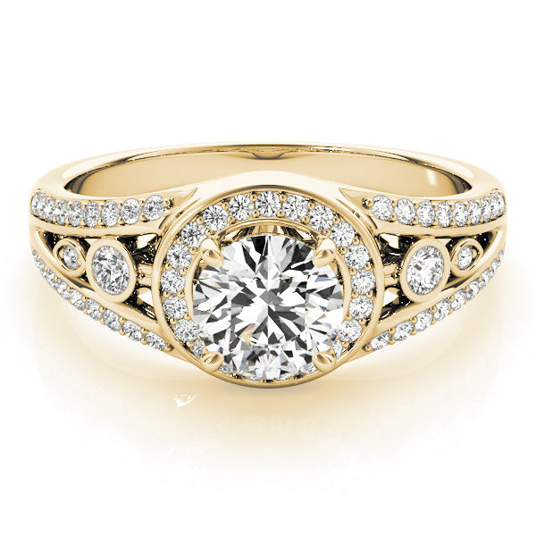 14K Yellow Gold Diamond Halo Engagement Ring 1 ctw