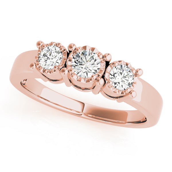 14K Rose Gold 1/3 CT Round Diamond Ring
