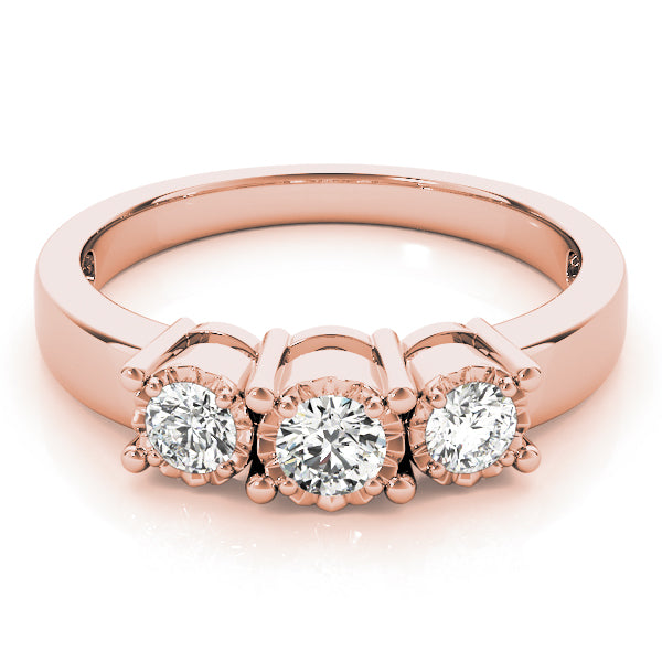 14K Rose Gold 1/3 CT Round Diamond Ring