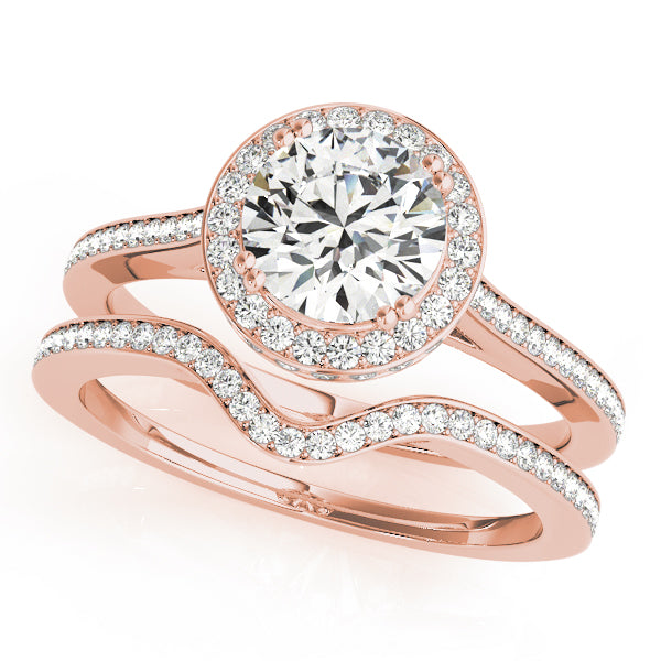 14K Rose Gold 1.5 ctw Diamond Halo Engagement Ring