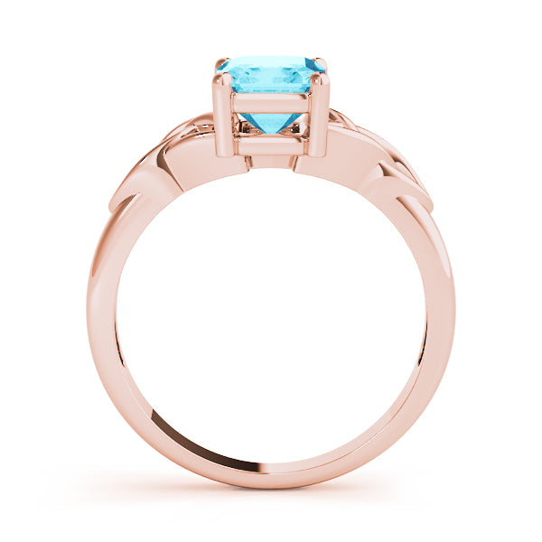 14K Rose Gold Emerald Diamond Ring