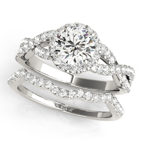 1 CT Round Diamond Halo Engagement Ring