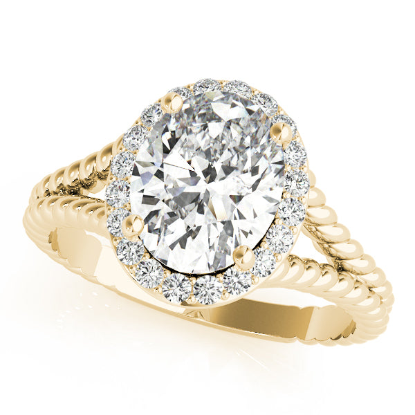 18K Yellow Gold Oval Diamond Engagement Ring