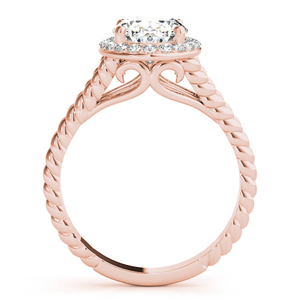 14K Rose Gold Oval Diamond Engagement Ring with Halo