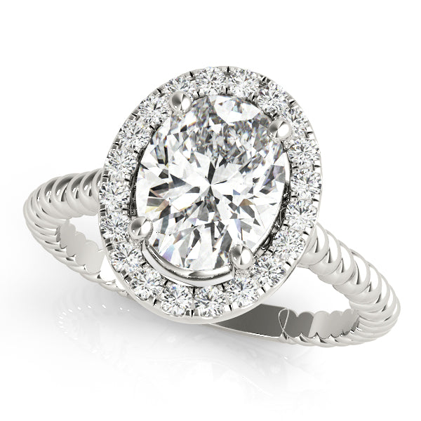 Oval Diamond Halo Engagement Ring