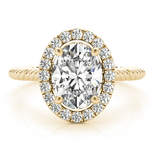 14K Yellow Gold Oval Diamond Engagement Ring with Halo