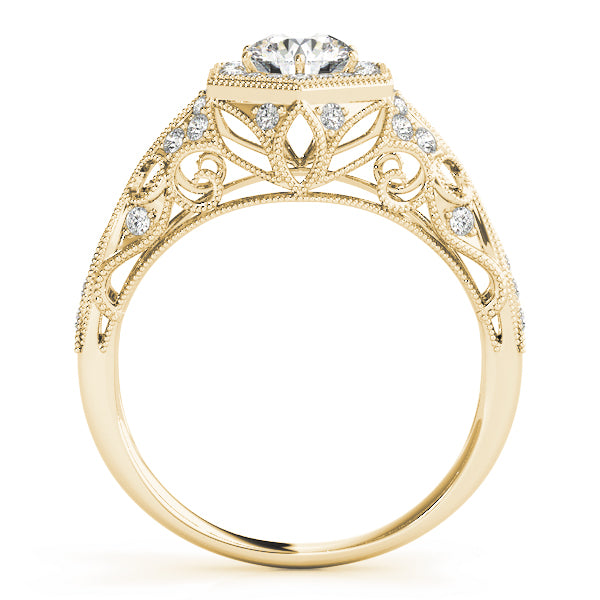 14K Yellow Gold 1.33ctw Diamond Halo Engagement Ring