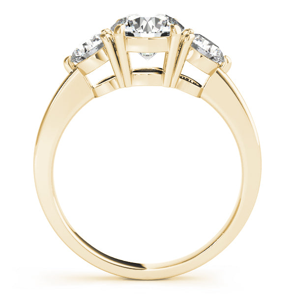 14K Yellow Gold Round Diamond Three-Stone Ring