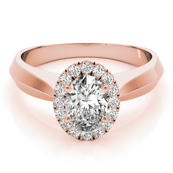 14K Rose Gold Oval Diamond Engagement Ring