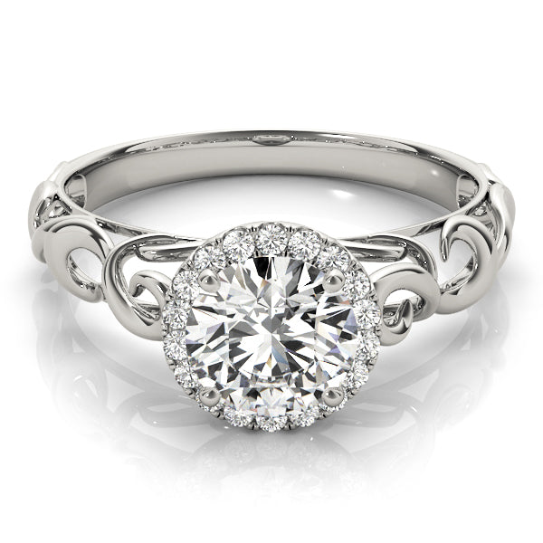 1 CT Round Diamond Halo Engagement Ring