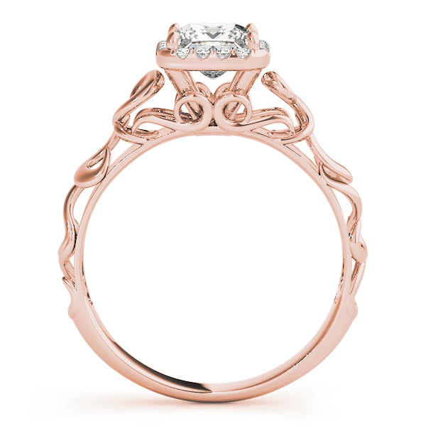 14K Rose Gold Diamond Halo Engagement Ring