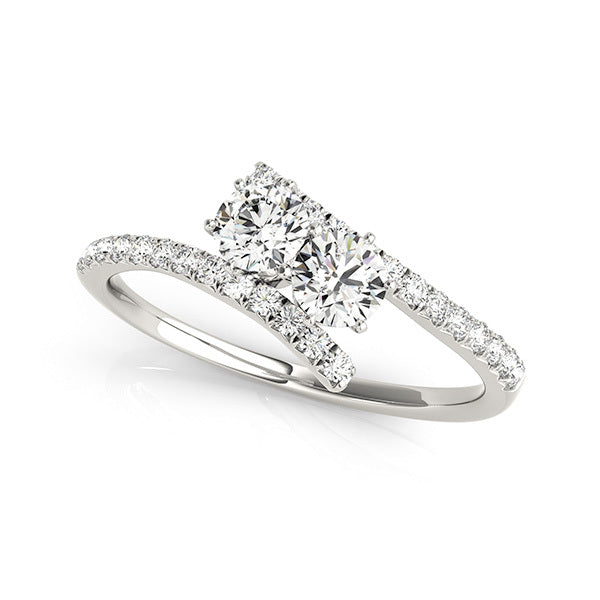 Multi-Diamond Two-Stone Precious Metal Ring