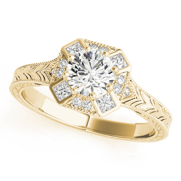 14K Yellow Gold 1.25 ctw Diamond Halo Engagement Ring