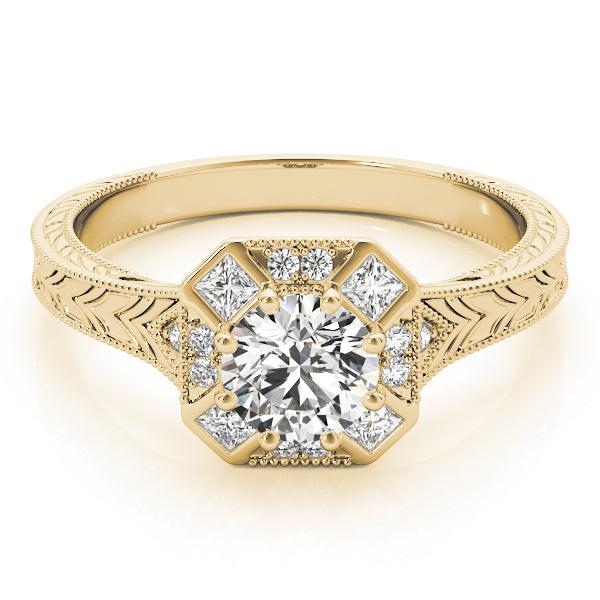 14K Yellow Gold 1.25 ctw Diamond Halo Engagement Ring