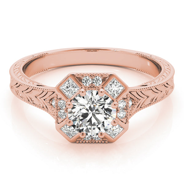 14K Rose Gold 1.25 ctw Diamond Halo Engagement Ring
