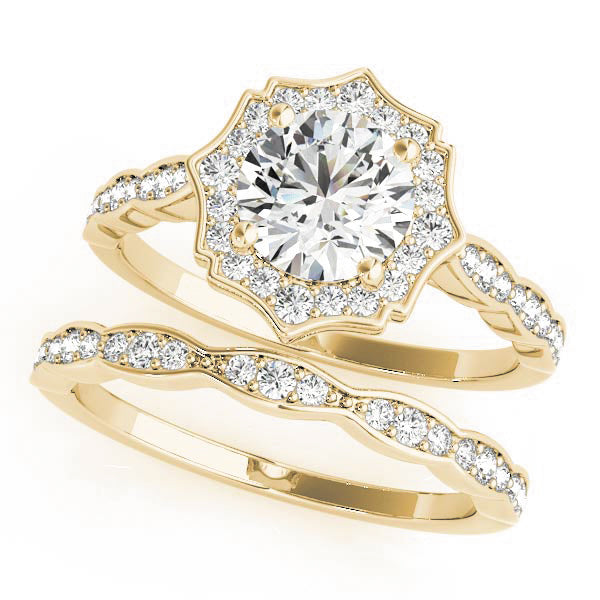 14K Yellow Gold Round Diamond Engagement Ring