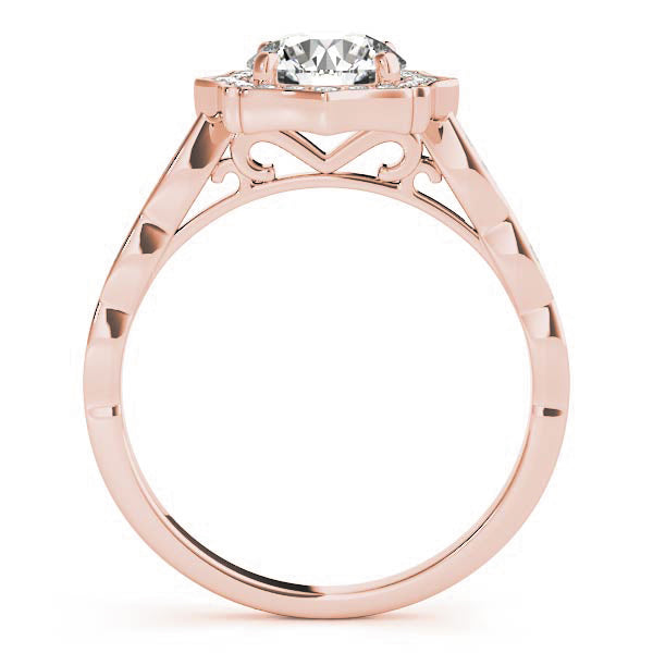 14K Rose Gold Diamond Halo Engagement Ring 1.10ctw