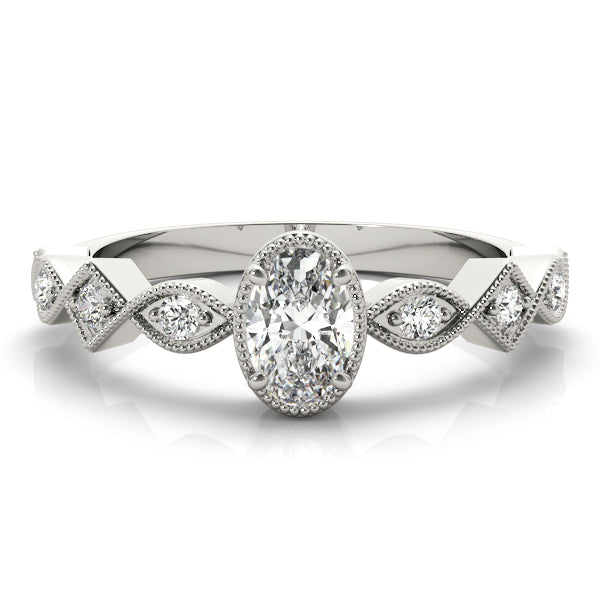 Oval Diamond Single Row Engagement Ring