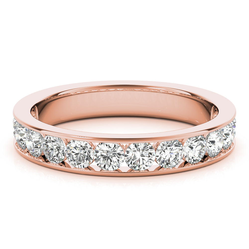 14K Rose Gold 1 CT Diamond Wedding Band