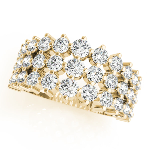 14K Yellow Gold Multi-Row Diamond Fashion Ring