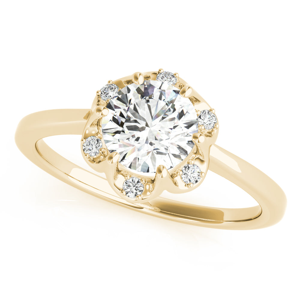 18K Yellow Gold 1 CT Diamond Halo Engagement Ring
