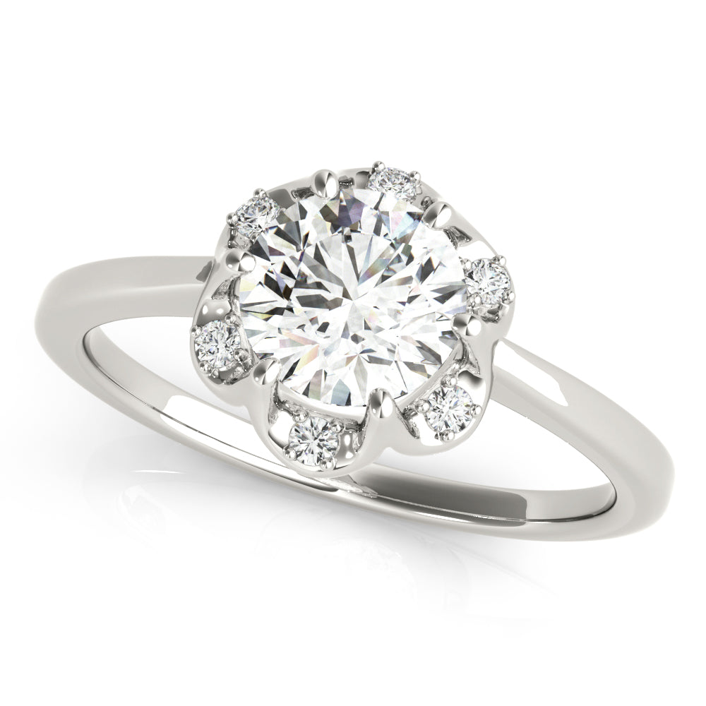 1 CT Round Diamond Halo Engagement Ring