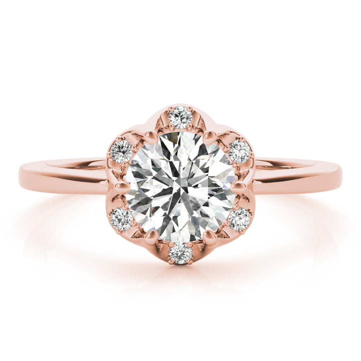 14K Rose Gold 1 CT Diamond Halo Engagement Ring