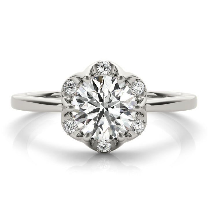 1 CT Round Diamond Halo Engagement Ring